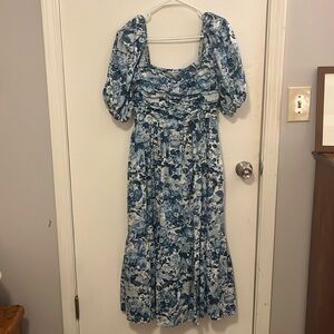 Abercrombie & Fitch Emerson Poplin Puff Sleeve midi dress